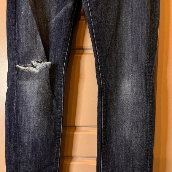 7 FOR ALL MANKIND | Midrise Women’s Distressed Slim Straight Blue Jeans Size 28 - Picture 7 of 11